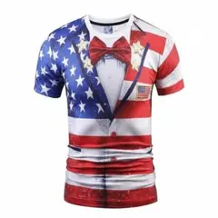 アメリカ USA おもしろ Tシャツ 衣装 星条旗 コスプレ グッズ (XXL)