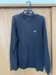 STUSSY ステューシー ロンT 長袖Tシャツ ブラック ワンポイント M