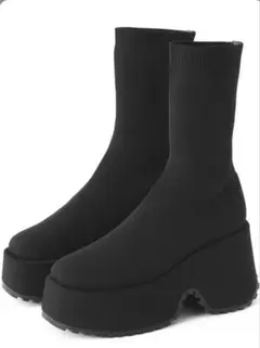 厚底ニットミドルブーツ 厚底ブーツ【新品未使用】