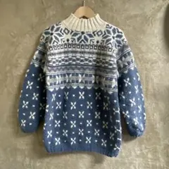 70年代エルエルビーン　ウールアルパカ　レディース　雪柄ニット　ヴィンテージ