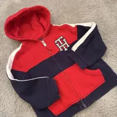 赤/紺 フード付きパーカー TH刺繍