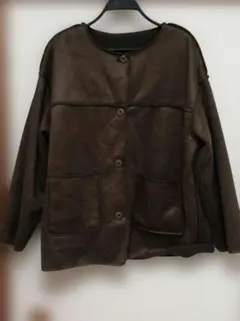 ノーカラーコート ムートンコート