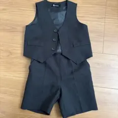 Rocky MOUSE 黒ストライプ ベストショートパンツセット