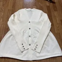 mysa しまむら　ペプラム　カーディガン　ホワイト