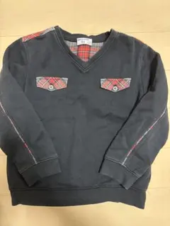 COMME CA DU MODE Vネック トレーナー チェック柄