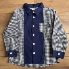 アプレレクール　ブラウス　100㌢ 青　チェック　綿100%