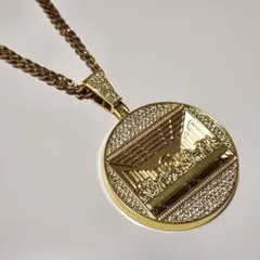 HIPHOP　BIGロゴネックレス　ゴールド最後の晩餐　ジーザス
