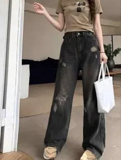 SHEIN ダメージジーンズ グレー XS
