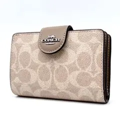 未使用✨COACH コーチ シグネチャー ２つ折り財布 レザー サンド/トープ