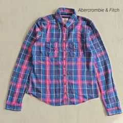 Abercrombie & Fitch シャツ M チェック柄 紺 赤 白