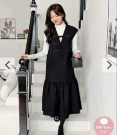 Birthday bash バースデーバッシュ リボン　ワンピース　黒　裾フレア