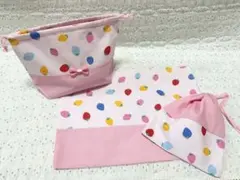 いちご入園入学３点セットマット(20×30)お弁当袋コップ給食セットピンク女の子