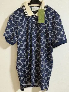 GUCCI ネイビー GGパターン ポロシャツ