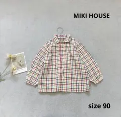 【MIKIHOUSE】 シャツ 襟 カラフル 90 ベビー 長袖 春 刺繍 ロゴ