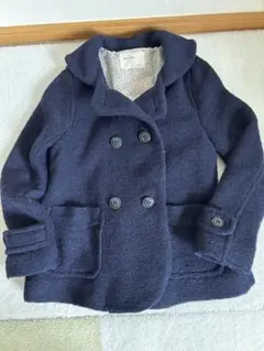 未使用タグ付ehkä söpöネイビー ダブルブレスト ピーコート ウール