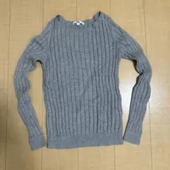 ユニクロUNIQLO リブ編み グレー セーター 長袖 Mサイズ 綿 カシミヤ