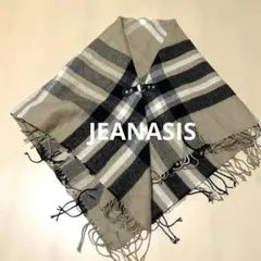 ジーナシス　ベージュ・黒チェック柄　ショール マフラー　JEANASIS