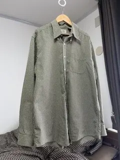 L.L.Beanグリーンチェック長袖シャツ コットン100 古着