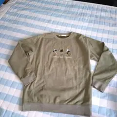 ikka メンズ　 スウェードタッチ刺繍トレーナー　Lサイズ