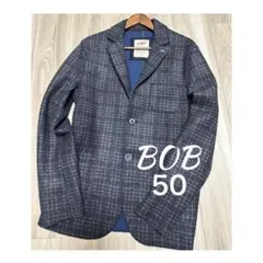 BOB ボブ テーラードジャケット 2Bシングル 総柄裏地 パイピング ネイビー BOB ボブ テーラードジャケット 2Bシングル 総柄裏地 パイピング