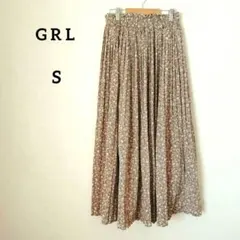 GRL グレイル フレアスカート プリーツスカート 小花柄 S くすみピンク