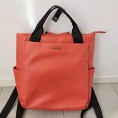 美品　グッシオ　ベーシック　トート型リュック　オレンジ　PUレザー　2way