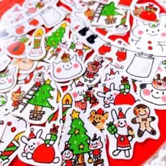【93】即日発送♥️クリスマス フレークシール　50枚 オリジナルキャラクター