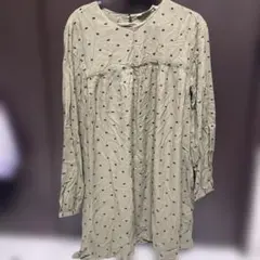 ZARA 長袖チュニック カーキ ドット柄 Lサイズ