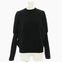 【美品】着用1回 yori ウールパフスリーブニット/黒 ニット長袖 日本製38