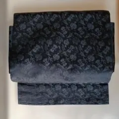 名古屋帯 繻子黒地 宝尽くし文様