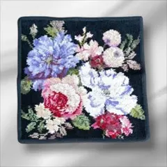 FEILER フェイラー タオルハンカチ　花柄 ブラック 24.5×24.5㎝