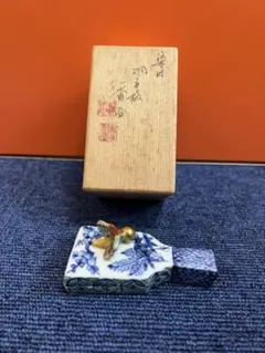 1223 茶道具 香合 染付 羽子板 高野昭阿弥 未使用 染付 羽子板香合 高野昭阿弥作 | 香合（こうごう） - CHATOWA 茶
