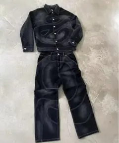 90s archiveブラックデニムセットアップ y2k opium