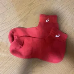 アシックス スポーツソックス レッド