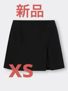 新品　GU ローウエスト起毛スリットミニスカート xsサイズ ブラック