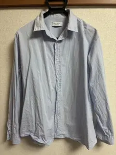 【古着】韓国風　ライトブルー 長袖シャツ ボタン付き