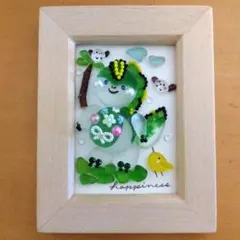一緒に遊ぼう!♡仲良し恐竜とシマエナガちゃんとヒヨコちゃん シーグラスアート
