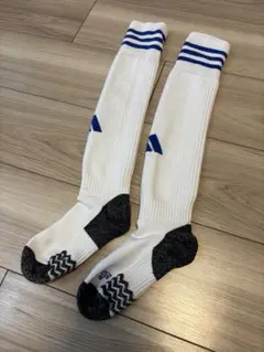 adidas サッカーソックス　白×青　2XS ジュニア