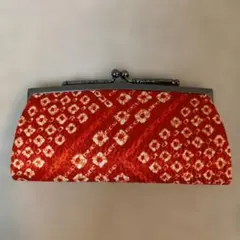 即発送　赤い花柄のがま口コインケース 財布　未使用長期保管品