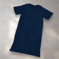 Tシャツロングワンピース　綿100%　日本製　ネイビー　Fサイズ