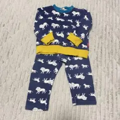 moujonjon ライオン柄トレーナー ボトムスセットアップネイビー/イエロー