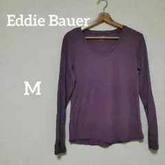 Eddie Bauer 【M】 パープル Vネック 長袖 Tシャツ シンプル
