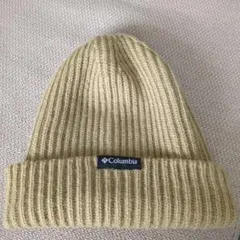 Columbia ベージュ リブ編みニット帽子