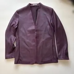 【美品】HIGH STREET∴スエードプリントノーカラージャケット ワイン M