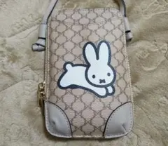 ミッフィー/ミニショルダーバッグ(スマホウォレット)マカダム柄 アイボリー