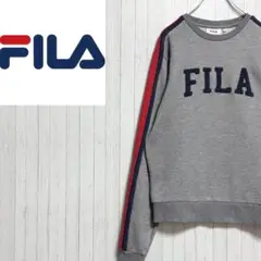 FILA　フィラ　スウェット　トレーナー　ビッグロゴ　フロッキー刺繍　グレーXS