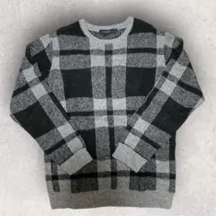 RAGEBLUE ニット セーター チェック柄 ウール　モヘヤ混 L ブラック
