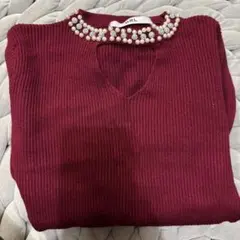 ボルドー ニット