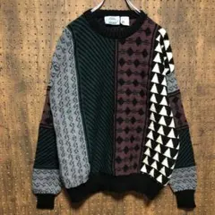 CENTURYKNITS 90年代　クレイジーパターン　ウール100% N35
