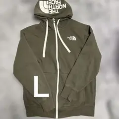お値下げ　ノースフェイス フルジップフーディ パーカー　カーキー白 刺繍　　Ｌ